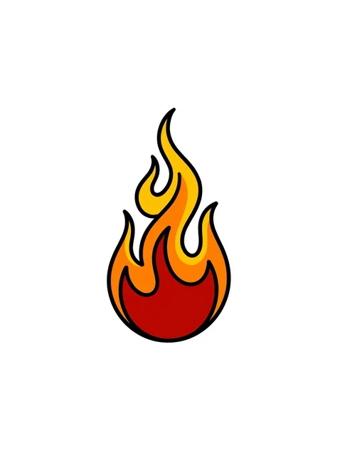 Color traditional filler and fire tattoo design