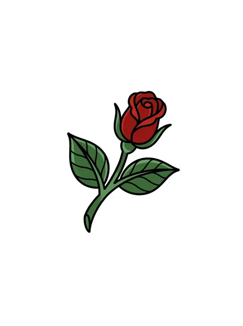 Color traditional filler and rose tattoo design