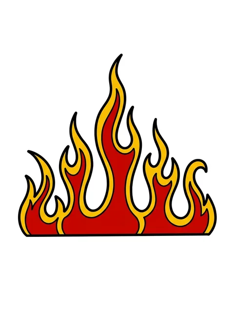 Color traditional fire tattoo design