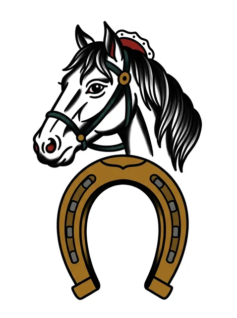 Color traditional horse tattoo design