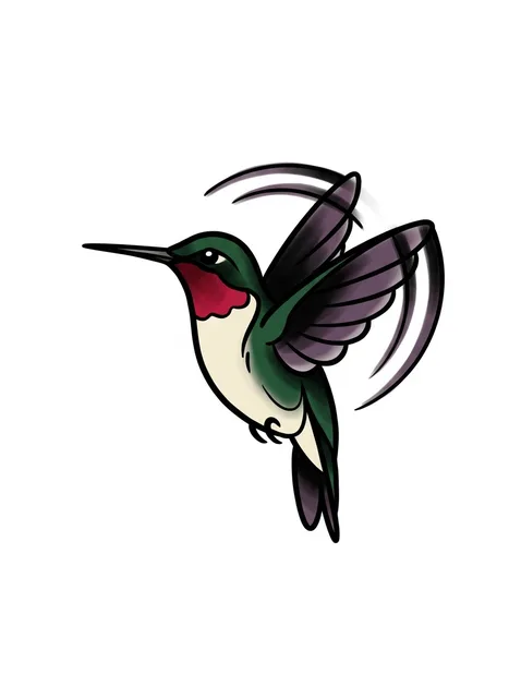 traditional Hummingbird tattoo design, in colour