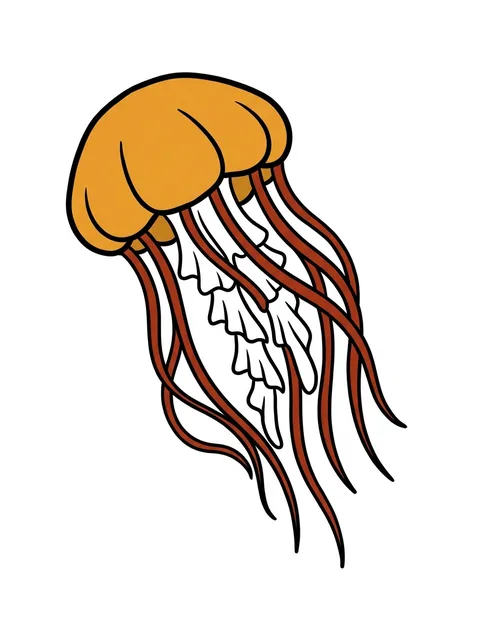 Color traditional jellyfish tattoo design