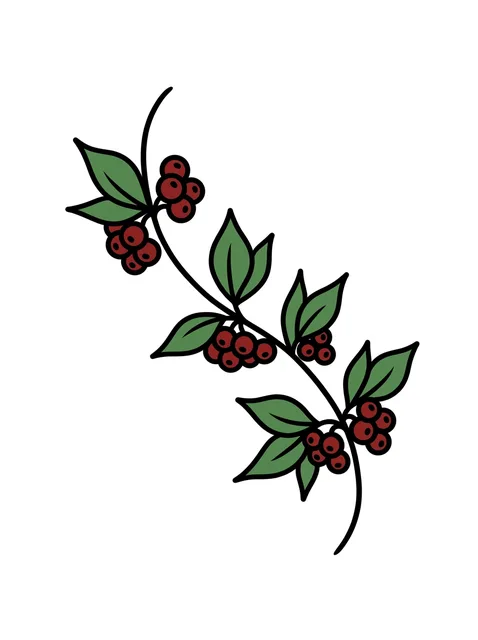 Color traditional vine and leaf tattoo design
