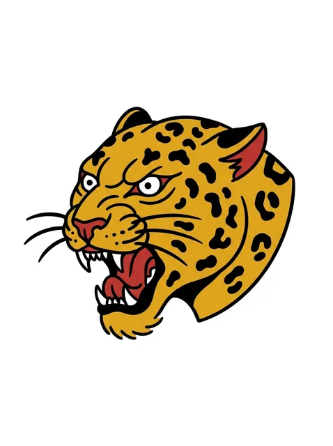 Color traditional leopard tattoo design