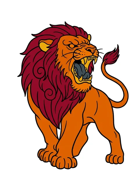 Color traditional lion tattoo design