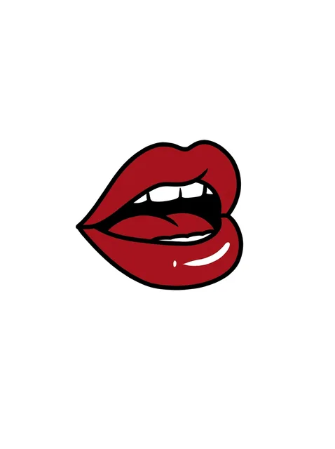 Tattoo-Vorlage mit Lippen, Stil: Old School, in Farbe