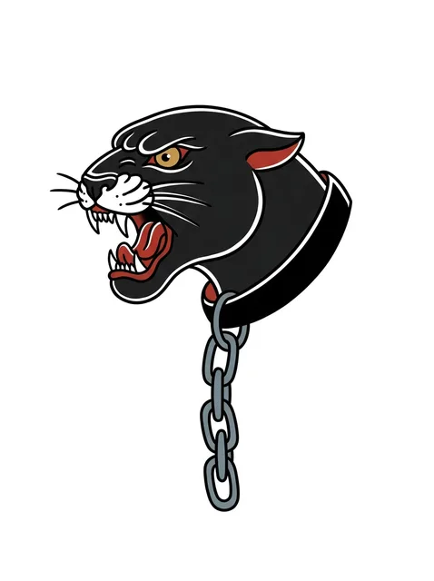 Color traditional panther tattoo design