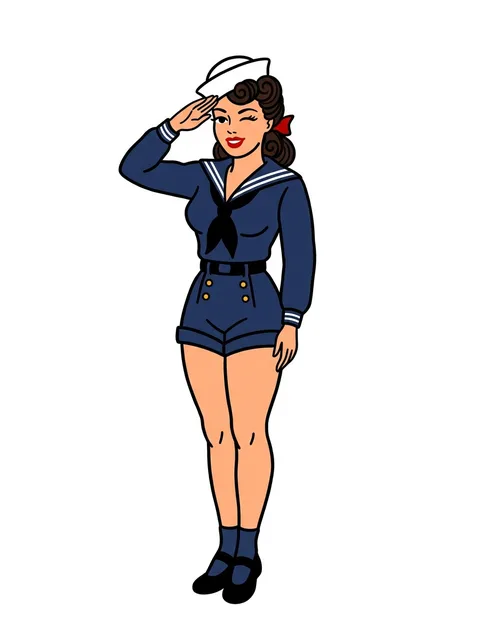 Color traditional pin up tattoo design (2 of 3)