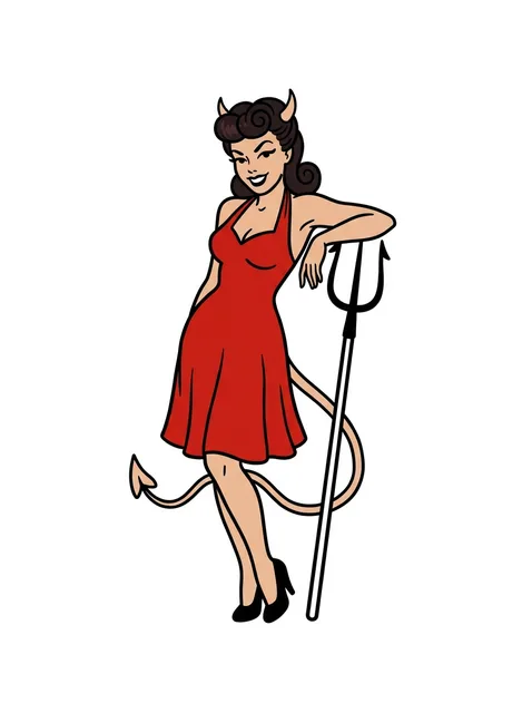 Color traditional pin up tattoo design: a sly grin