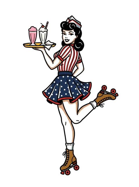 Color traditional pin up tattoo design (1 of 3)