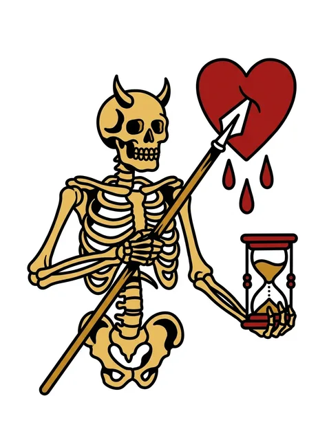 Color traditional pirate and skeleton tattoo design