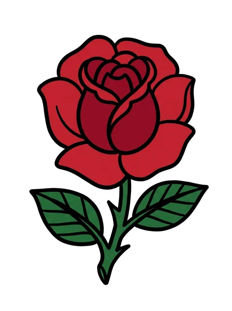Color traditional rose and flower tattoo design