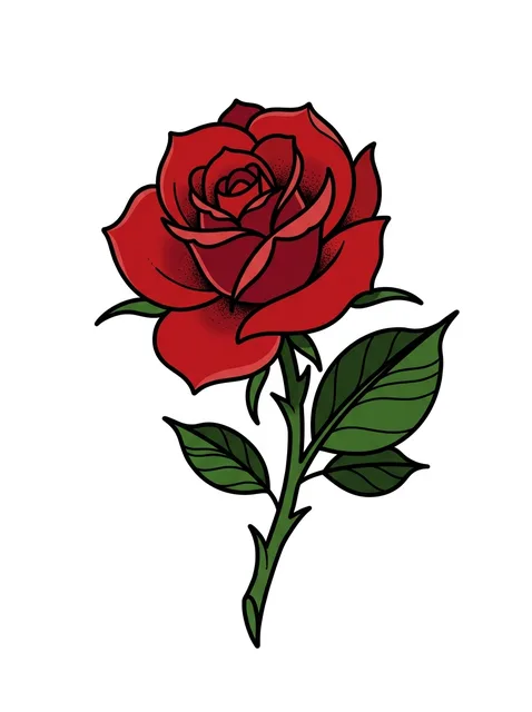 traditional Rose tattoo design, in colour