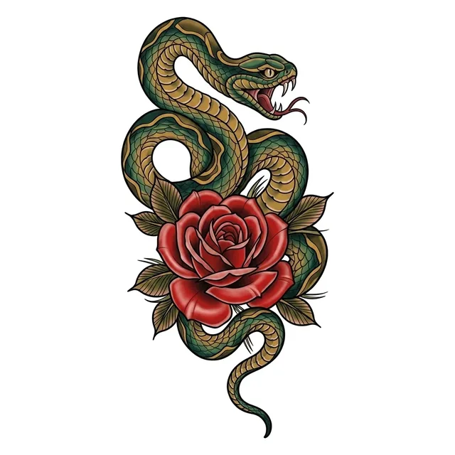 traditional Snake tattoo design, in colour