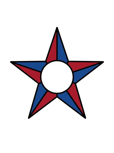 Color traditional star tattoo design: a prominent white circular void in its center