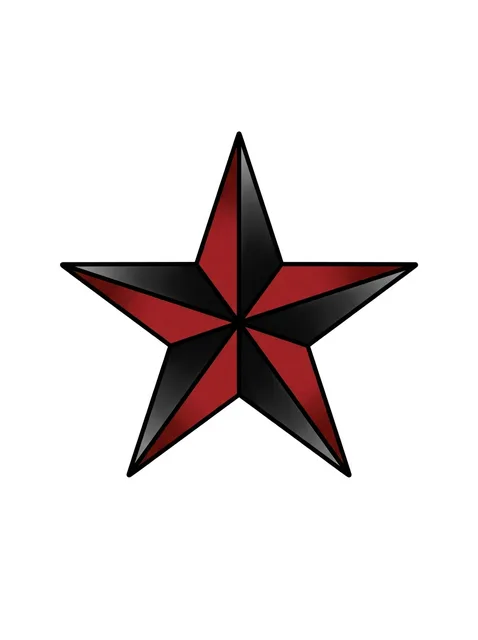 Color traditional star tattoo design