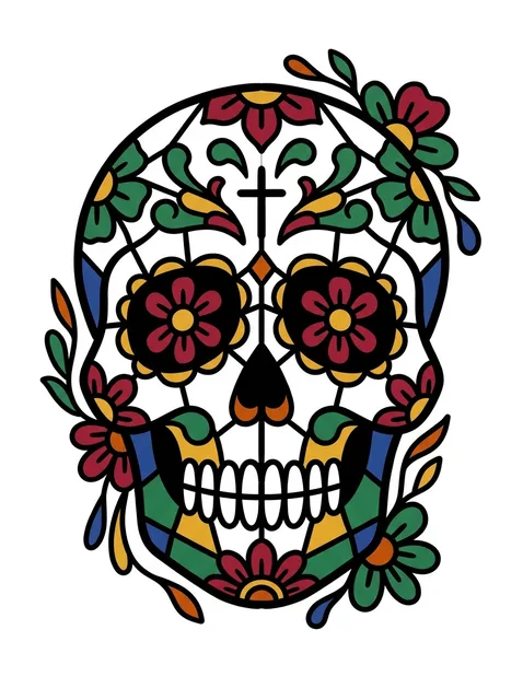 Color traditional sugar skull tattoo design