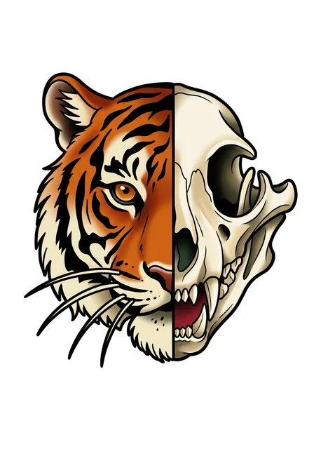 traditional Tiger tattoo design, in colour