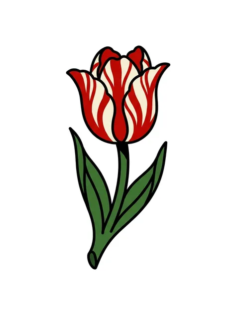 Color traditional tulip tattoo design