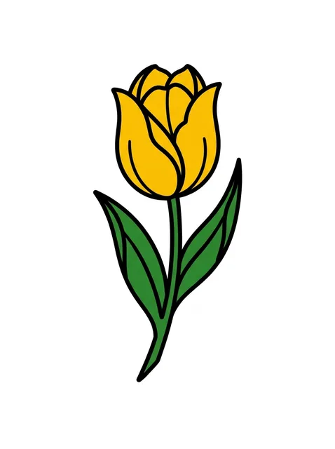 Color traditional tulip tattoo design