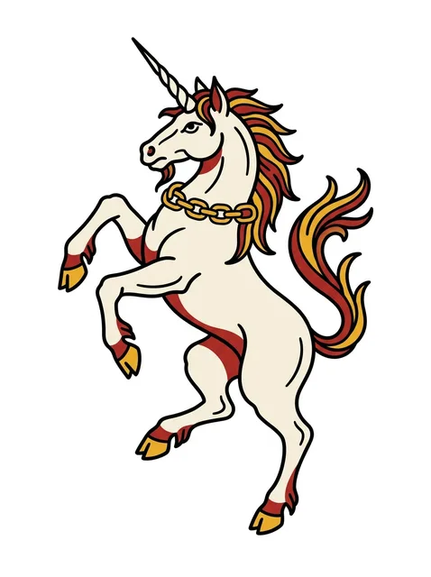 Color traditional unicorn tattoo design