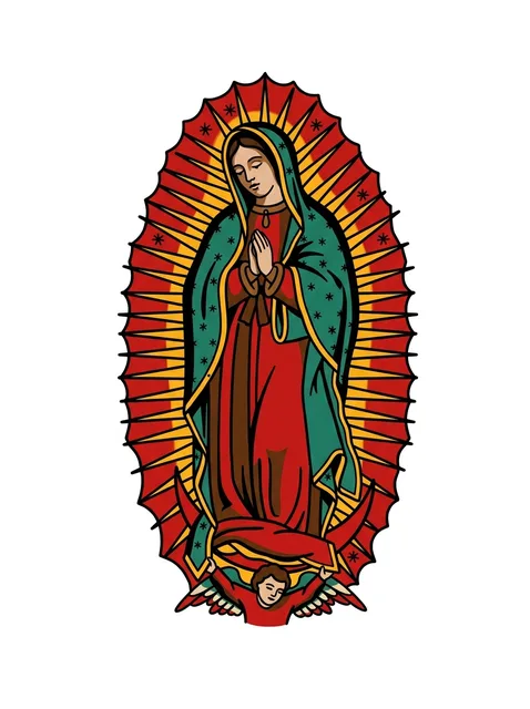 Color traditional virgin mary tattoo design: the Virgin Mary