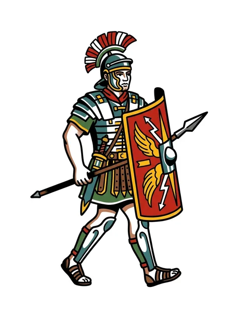 Color traditional warrior tattoo design