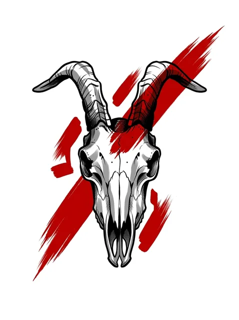 Color trash polka capricorn and goat tattoo design