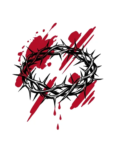 Color trash polka crown of thorns tattoo design