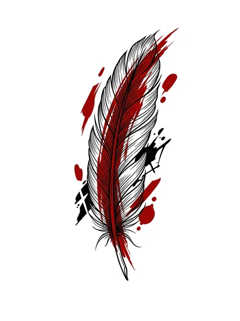 Color trash polka feather tattoo design