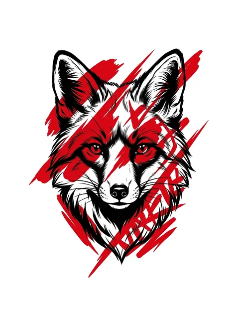 Color trash polka fox tattoo design