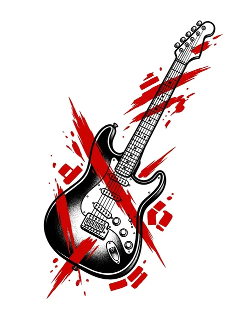 Color trash polka guitar tattoo design