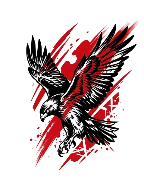 Color trash polka hawk tattoo design