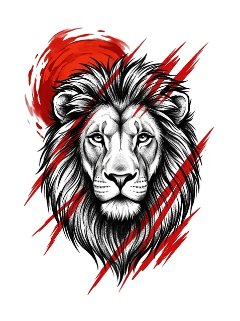 Color trash polka leo and lion tattoo design