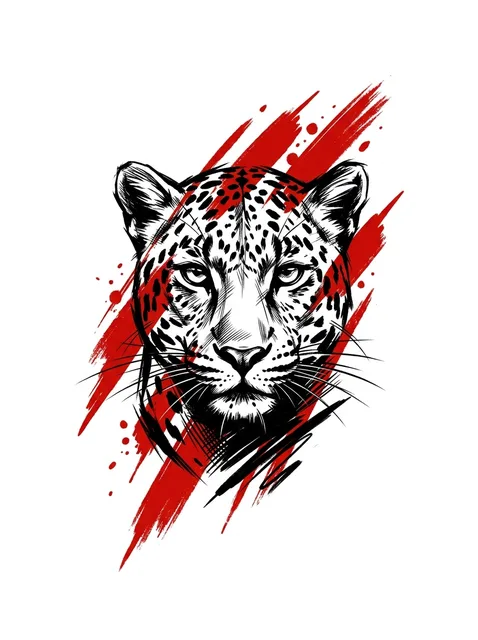 Color trash polka leopard tattoo design