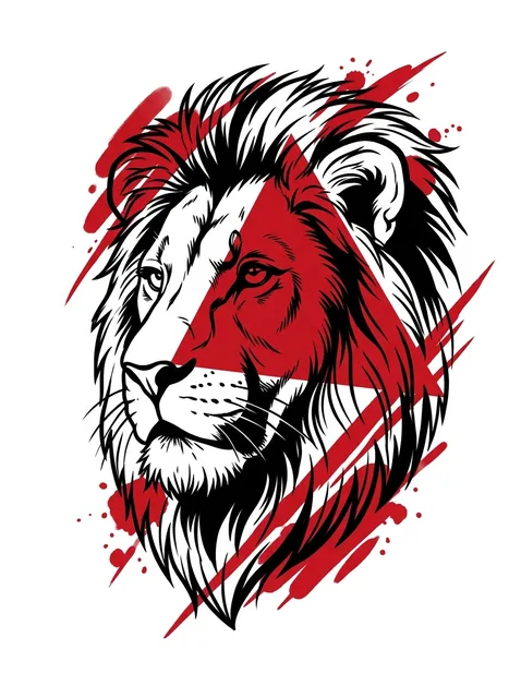 trash polka lion tattoo design