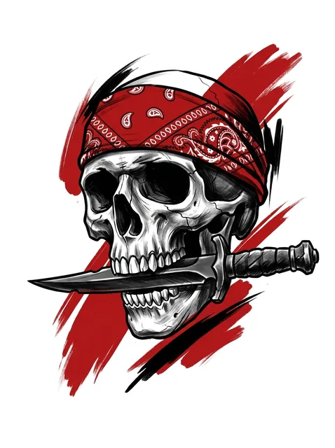 Color trash polka pirate and skull tattoo design