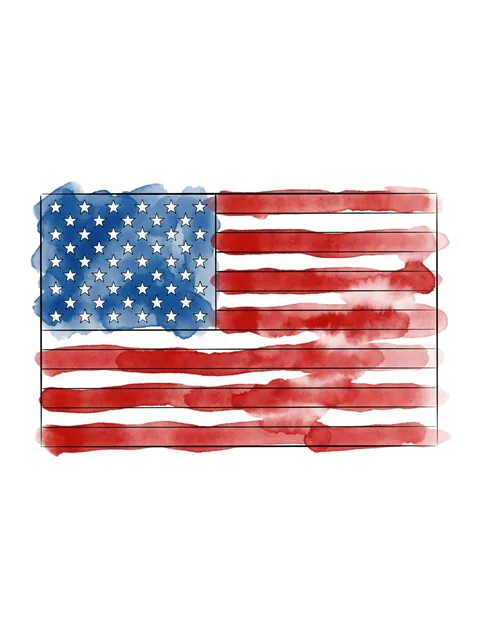 Color watercolor american flag tattoo design