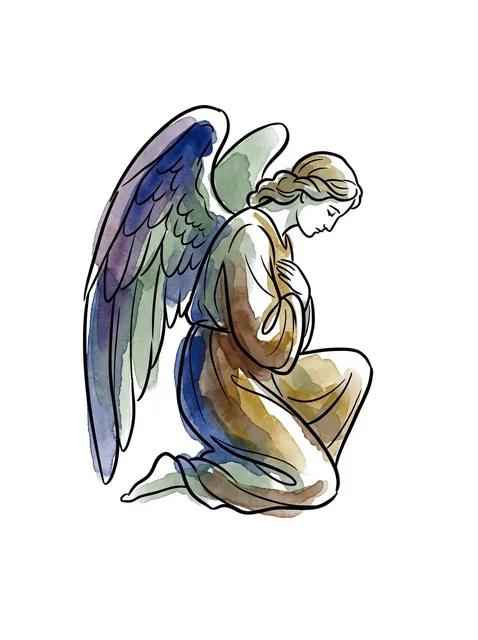 Color watercolor angel tattoo design