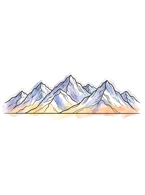 Color watercolor armband and mountain tattoo design