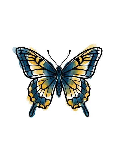 Color watercolor butterfly tattoo design