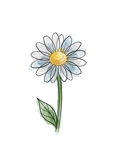 Color watercolor daisy tattoo design