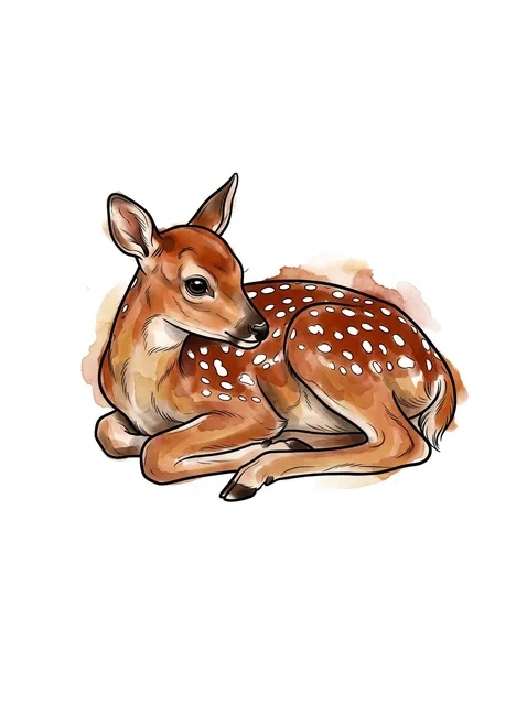 Color watercolor deer tattoo design