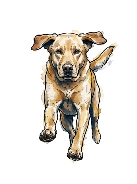 Color watercolor dog and pet portrait tattoo design