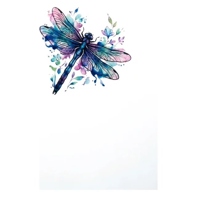 watercolor Dragonfly tattoo design, in colour