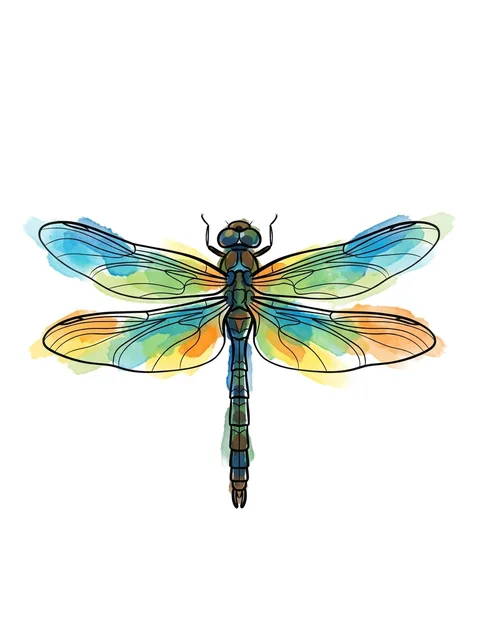 Color watercolor dragonfly tattoo design