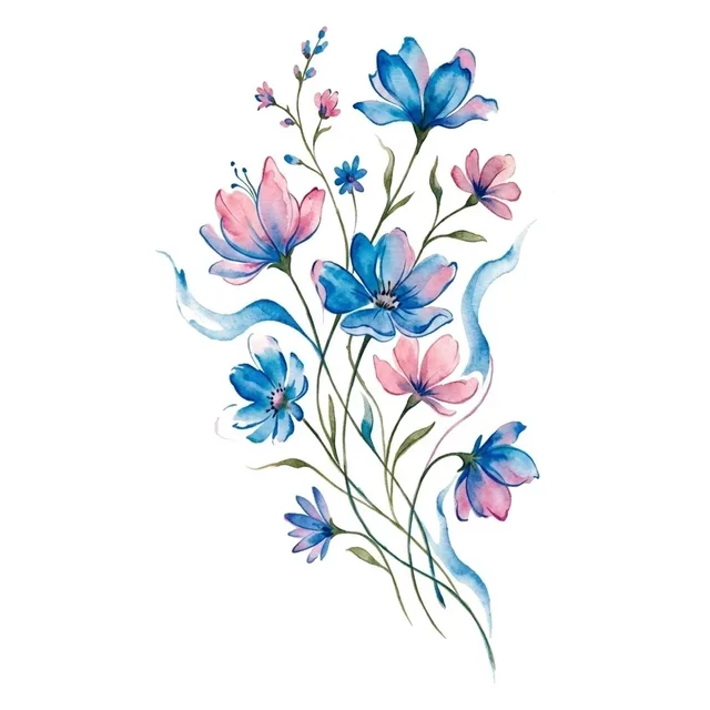 watercolor Flower tattoo design, in colour