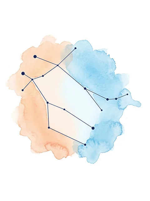 Color watercolor gemini and constellation tattoo design