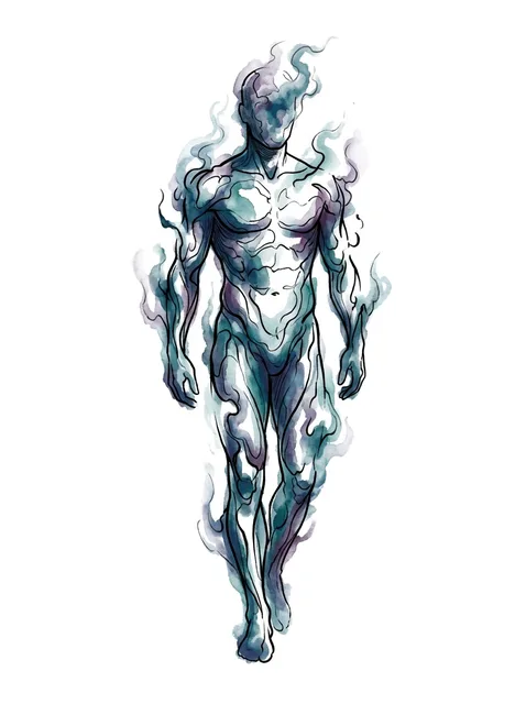 Color watercolor ghost tattoo design