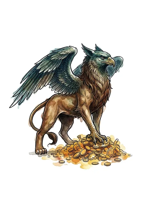 Color watercolor griffin tattoo design